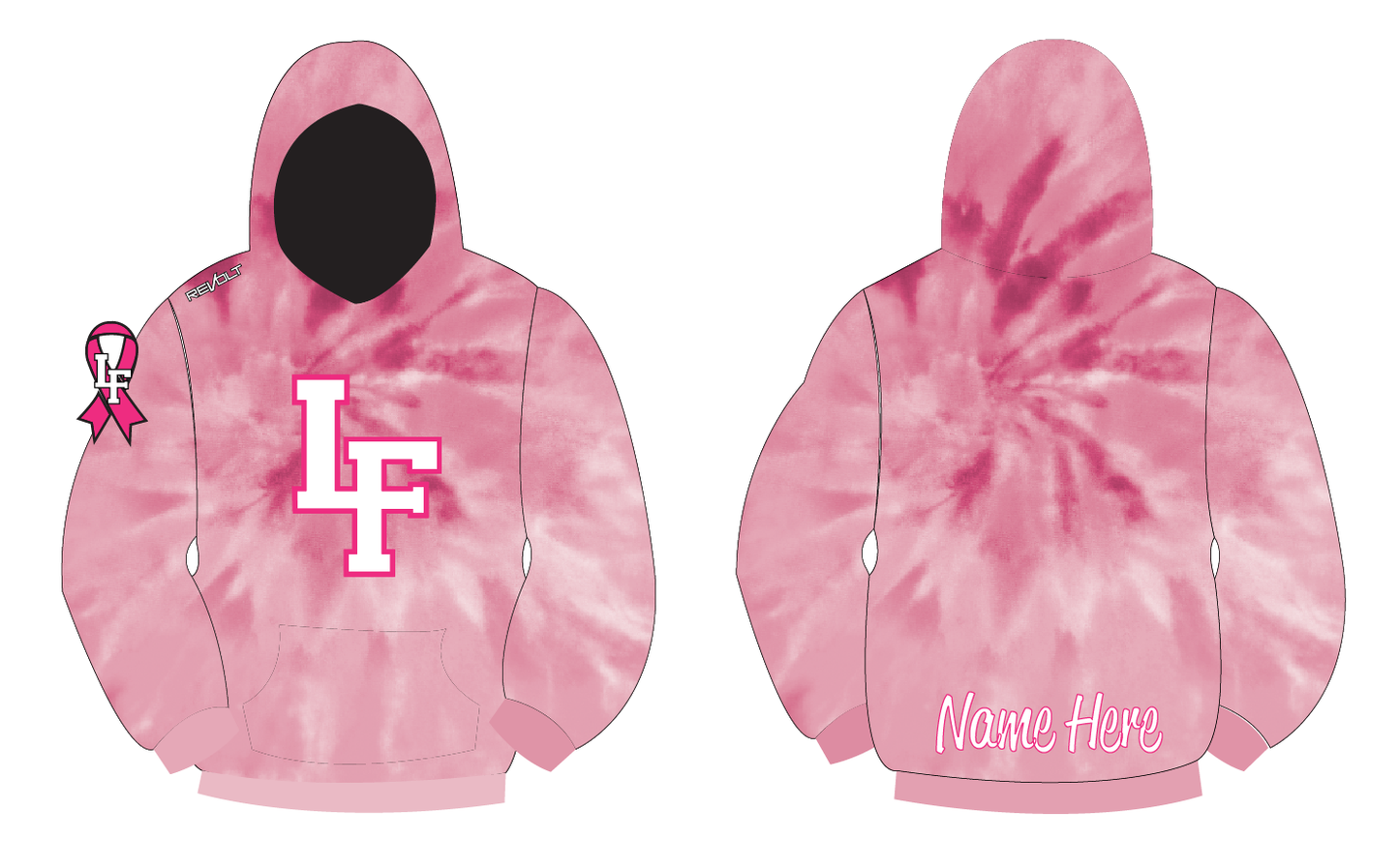 Jr Hornets Cheer Pink Tie Dye SUBLIMATED Hoodie