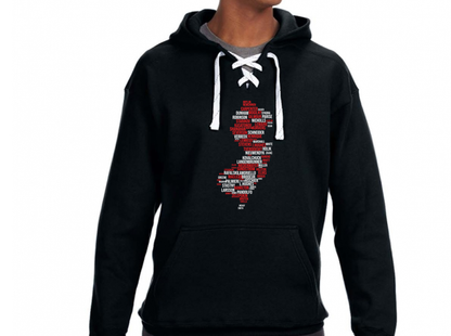 NJ Hockey Word Cloud Lace Hoodie