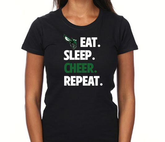 Hornets Eat. Sleep. Cheer. Repeat. Tee - PRINTED