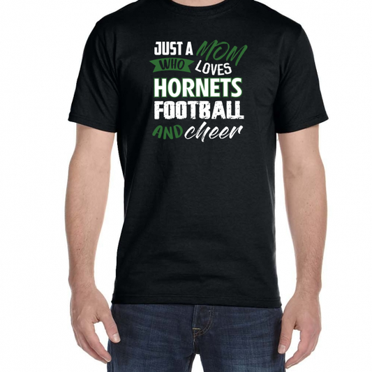Just a Mom who Loves Football and Cheer  Short Sleeve Tee - PRINTED