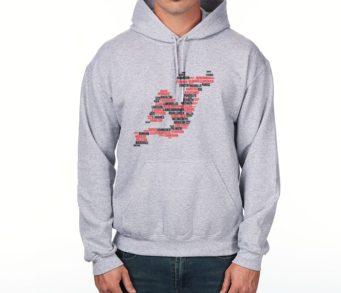 NJ Hockey Logo Player Word Cloud Regular Hoodie