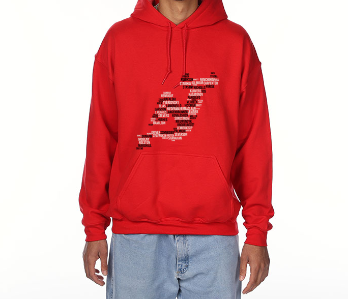 NJ Hockey Logo Player Word Cloud Regular Hoodie
