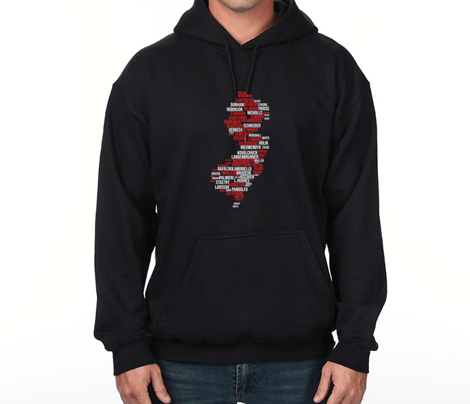 NJ Hockey Logo Player Word Cloud Regular Hoodie