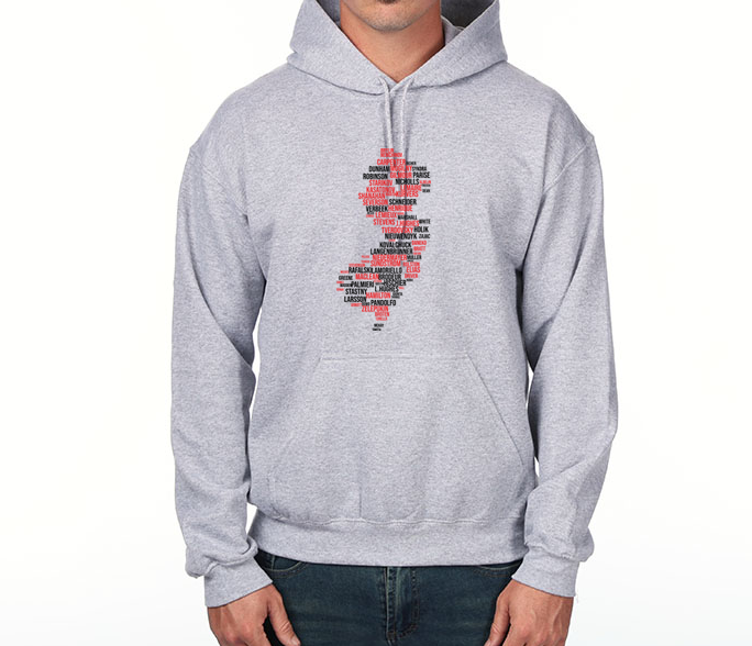 NJ Hockey Logo Player Word Cloud Regular Hoodie